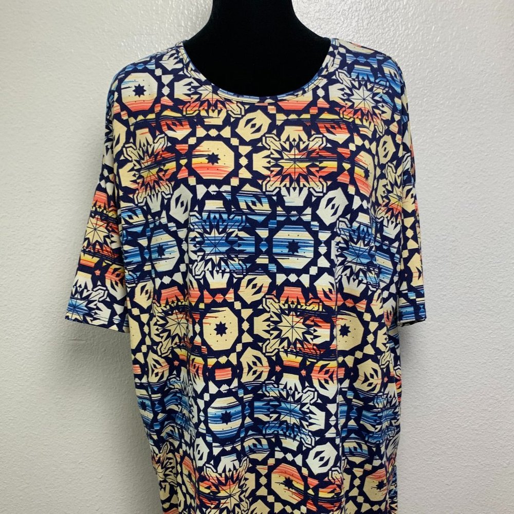 LuLaRoe Irma Geometric Multicolor Print Top Size S